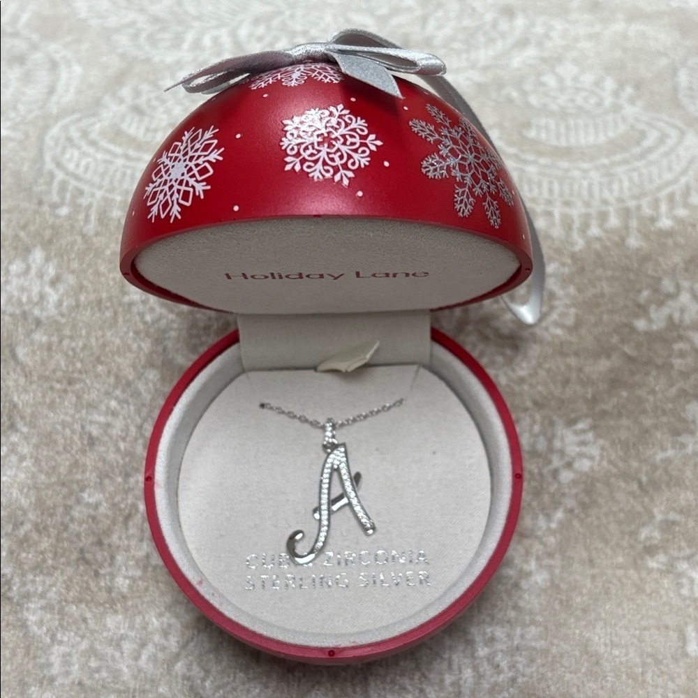 Brand New Sterling Silver Cubic Zirconia “A” Initial Necklace Christmas Box - Picture 5 of 10